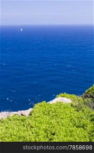 View on Mediterranean Sea from Menorca island, Spain.
