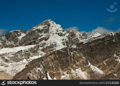 View on mountains from the top of Gokyo Ri summit
