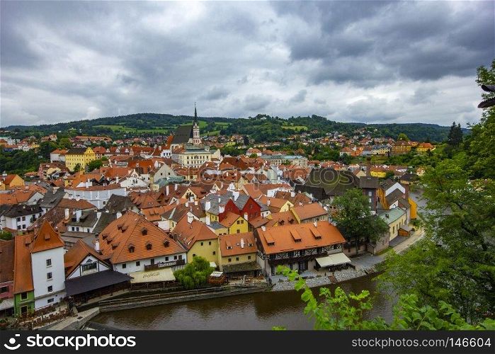 View on panorama of city Cesky Krumlov,Unesco heritage,Czech republic