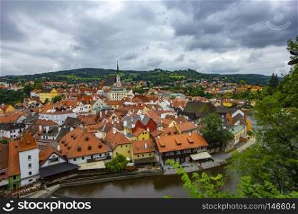 View on panorama of city Cesky Krumlov,Unesco heritage,Czech republic