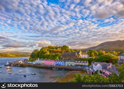view on Portree before sunset, Isle of Skye, Scotland