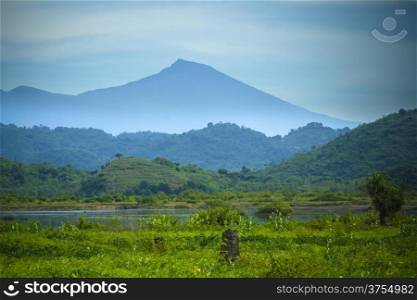 View on Rinjani volcano in Lombok island, Indonesia.