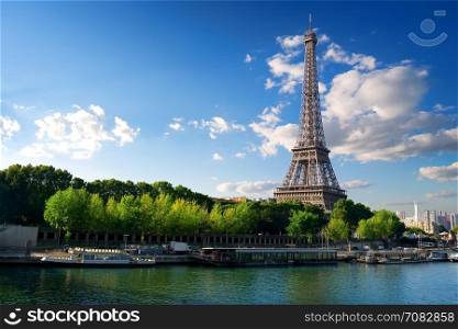 View on Seine and Eiffel Tower in Paris, France