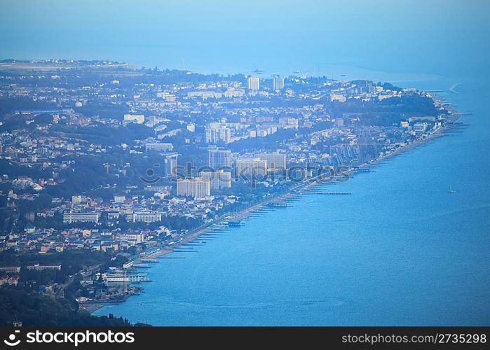 View on Sochi from air