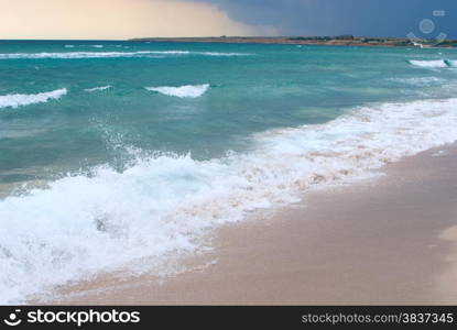 View on storm seascape, big waves of the Black sea