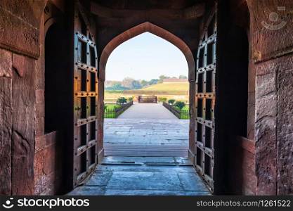 View on the Bathtub of Jahangir from the palace, Agra Fort, India.. View on the Bathtub of Jahangir from the palace, Agra Fort, India