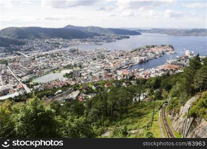 View on the city of Bergen from Mount Floyen