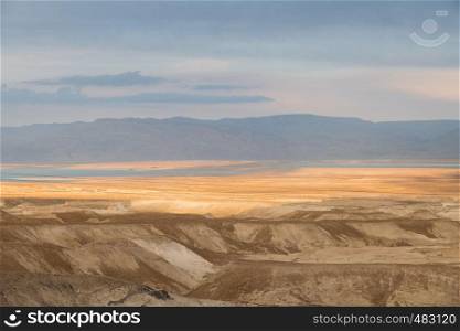 view on the desert and the dead sea from masada view. desert and the dead sea