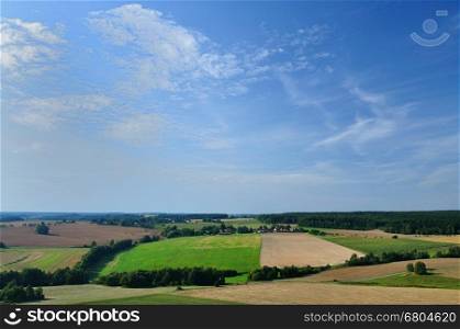 View on the fields and meadow in Middle Bohemia (Czech Republic).