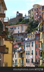 view on the houses riomaggiore, italy