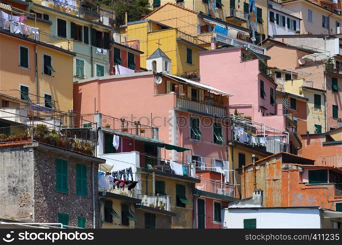 view on the houses riomaggiore, italy