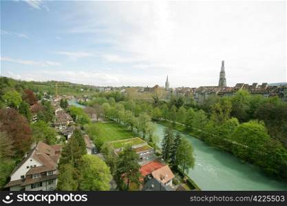view on the river near the ancient city of Bern, Swiss