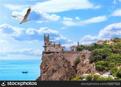 View on the Swallow Nest, famous castle on the rock in Crimea.. View on the Swallow Nest, famous castle on the rock in Crimea