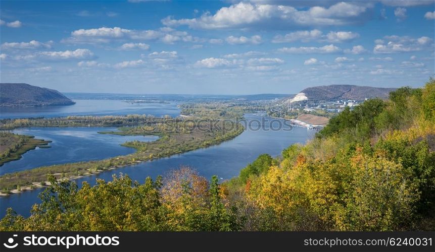 View on the valley of Volga river from the hill