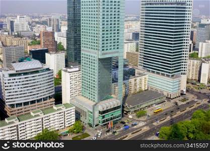 View on the Warsaw downtown (Srodmiescie district) in Poland