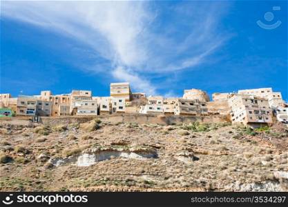 view on town Kerak on stone hill, Jordan