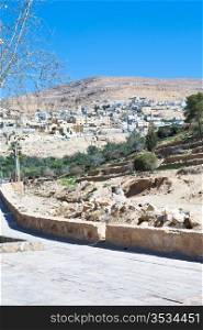 view on town town Wadi Musa from Petra, Jordan