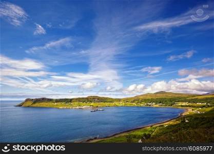 view on Uig harbour and village, Isle of Skye, Trotternish peninsula, Scotland