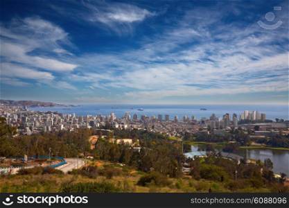 view on Vina del Mar and Valparaiso, Chile