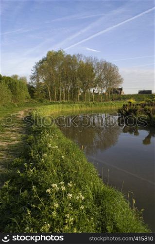 View over a canal in the Dutch nature reserve Avelingen near Hardinxveld-Giessendam. Nature reserve Avelingen