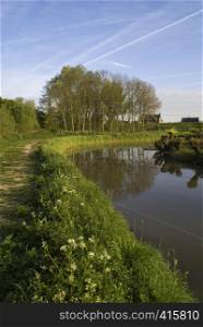View over a canal in the Dutch nature reserve Avelingen near Hardinxveld-Giessendam. Nature reserve Avelingen