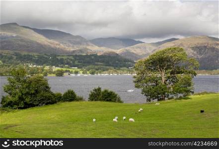 View over Coniston Water in English Lake District