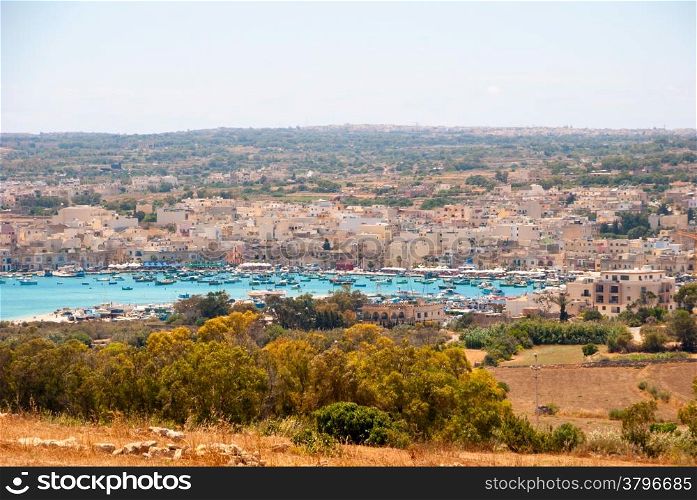 View over Marsaxlokk bay, Malta