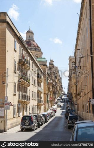 View over street in Valleta, capital of Malta