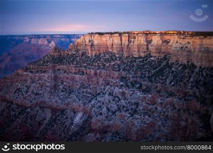 View over the Grand Canyon at dusk