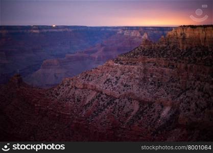 View over the Grand Canyon at dusk