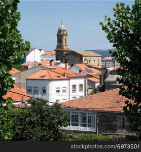 View over the roofs of the city center of Melide, Galicia, Spain