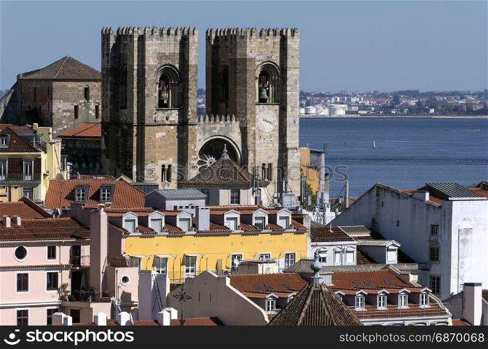 View over the rooftops of the city of Lisbon in Portugal.