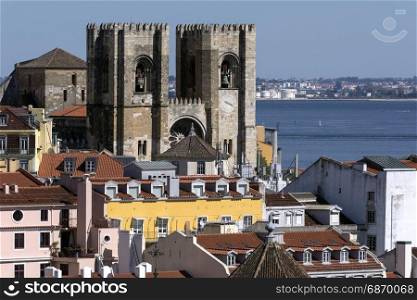 View over the rooftops of the city of Lisbon in Portugal.
