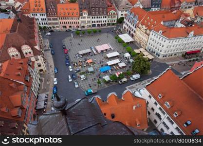 View over the town square of Naumburg (Saale), Saxony-Anhalt, Germany