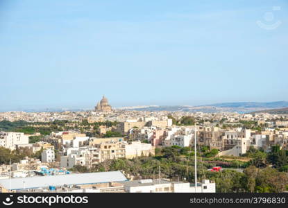 View over Victoria, Rabat, biggest city of Gozo island, Malta