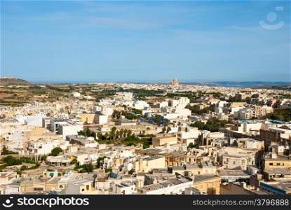 View over Victoria, Rabat, biggest city of Gozo island, Malta