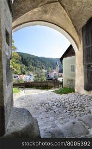 View through gate of castle, Rosenberg, Czech republic