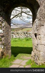 View through Kildalton parish church door arch