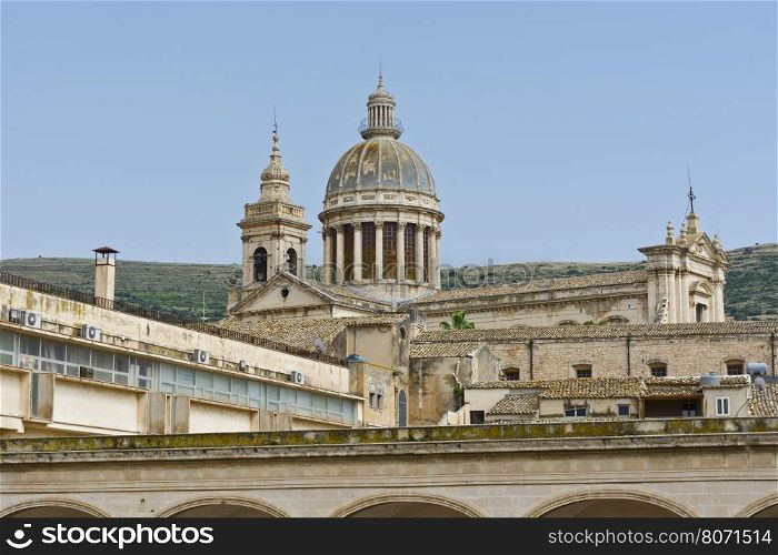 View to Cathedral in the City of Ragusa in Sicily