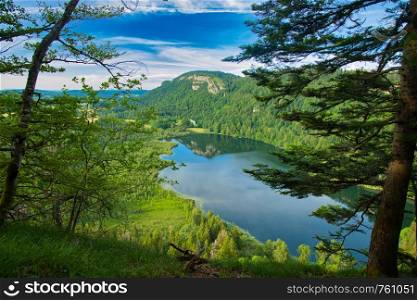 View to he lake of Bonlieu in the French Jura