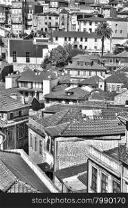 View to Historic Center City of Porto in Portugal, Retro Image Filtered Style