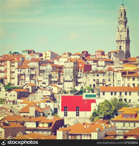 View to Historic Center City of Porto, Retro Effect