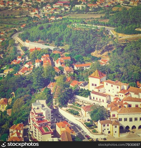 View to Historic Center City of Sintra in Portugal, Instagram Effect