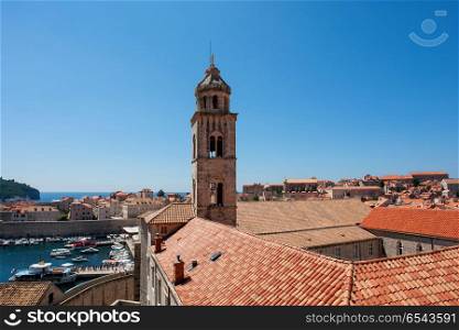 view to old churches and historical buildings of Dubrovnik, Croatia. Dubrovnik