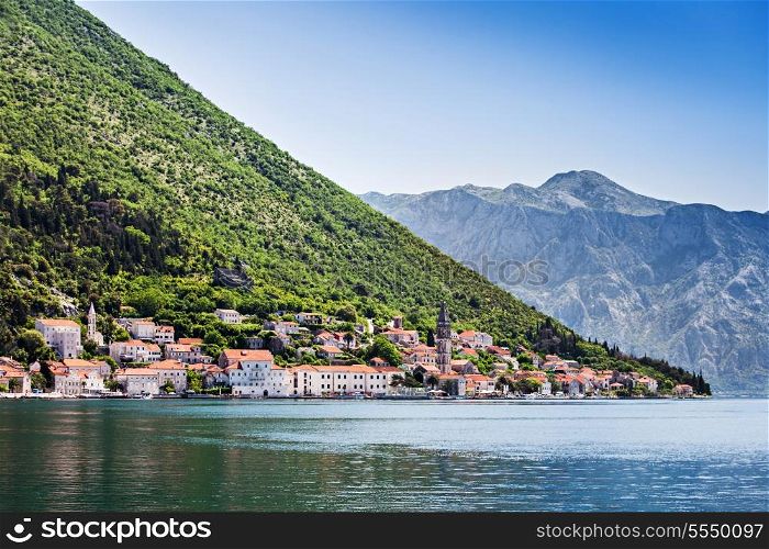 View to Perast town from the sea, Montenegro