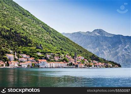 View to Perast town from the sea, Montenegro