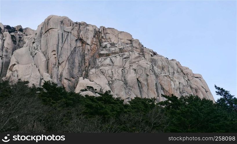 View to the big rock Ulsanbawi in Seoraksan National Park. South Korea