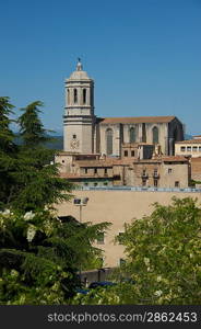 View to the church in Gerona city