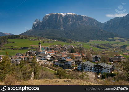 View to the city of Vols am Schlern in South Tyrol
