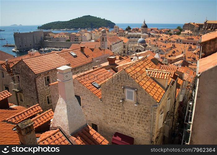 View to the Dubrovnik old town, Croatia.